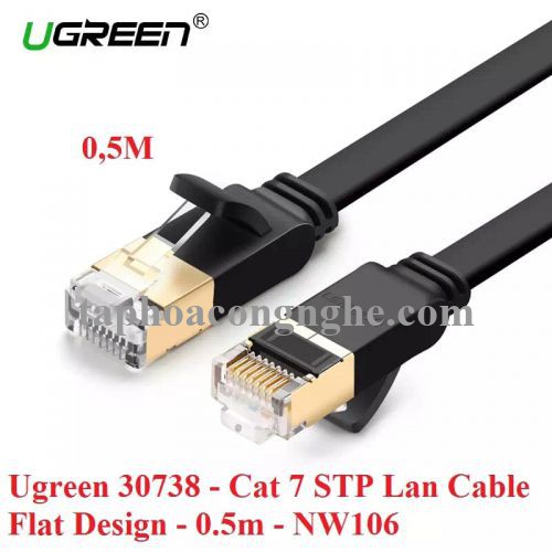 Ugreen 30738 0.5M màu Đen Cáp mạng LAN cat7 STP dây dẹp NW106 30030738